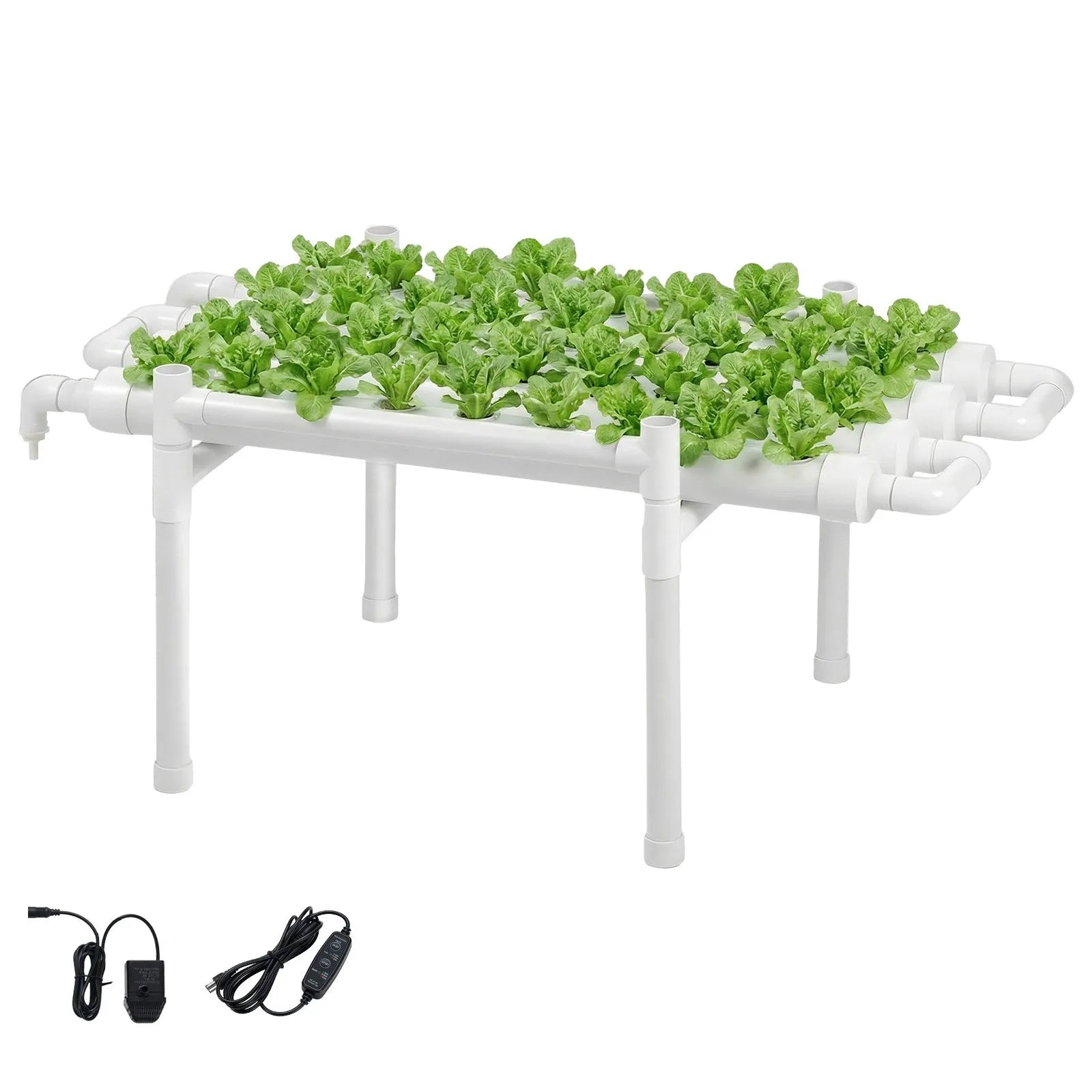 HX-36S Hydroponics Growing System Kit – 36-Site 1-Tier UPVC NFT Grow Kit with Timer