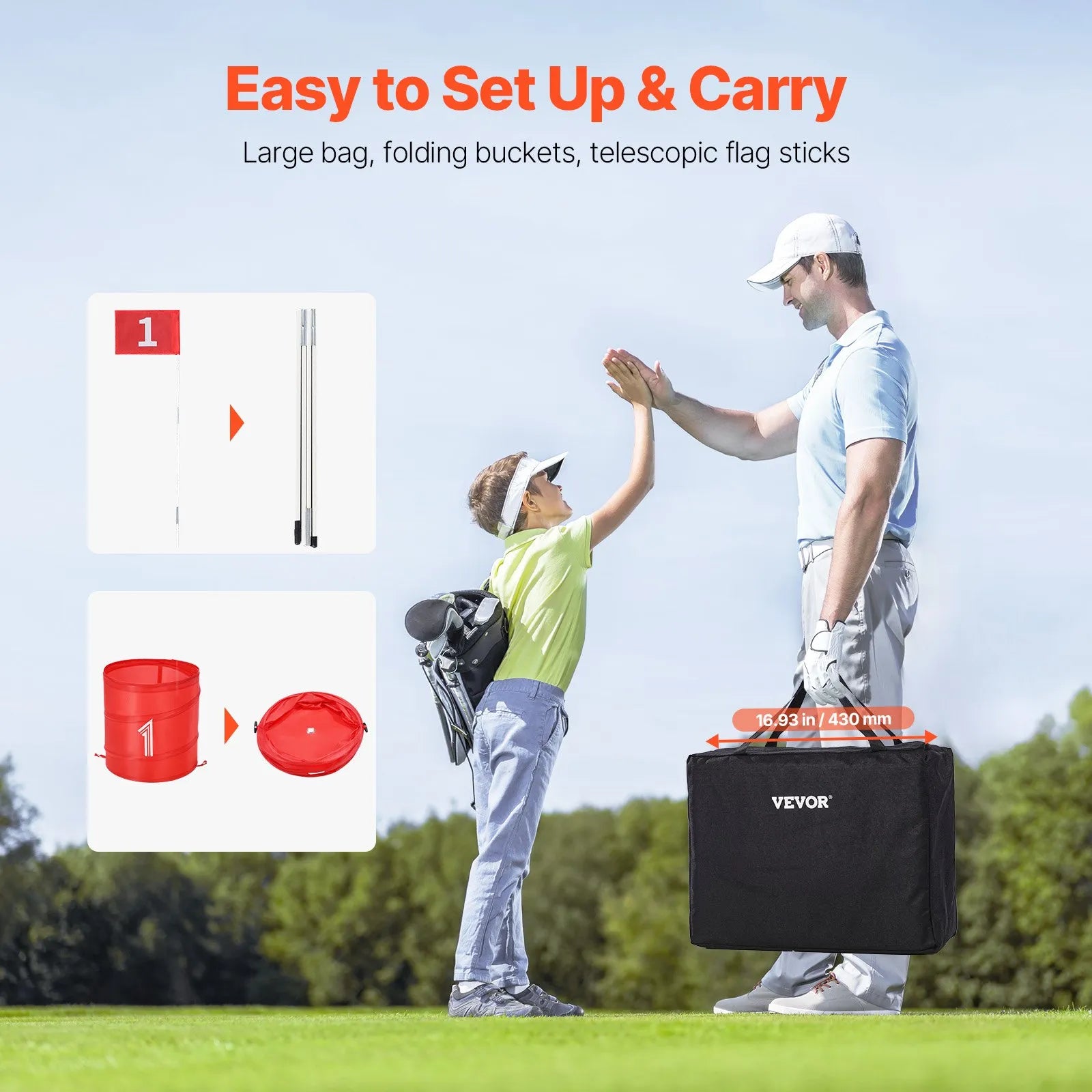 Portable 9-Hole Backyard Golf Chipping Game Set for Family, Kids & Adults