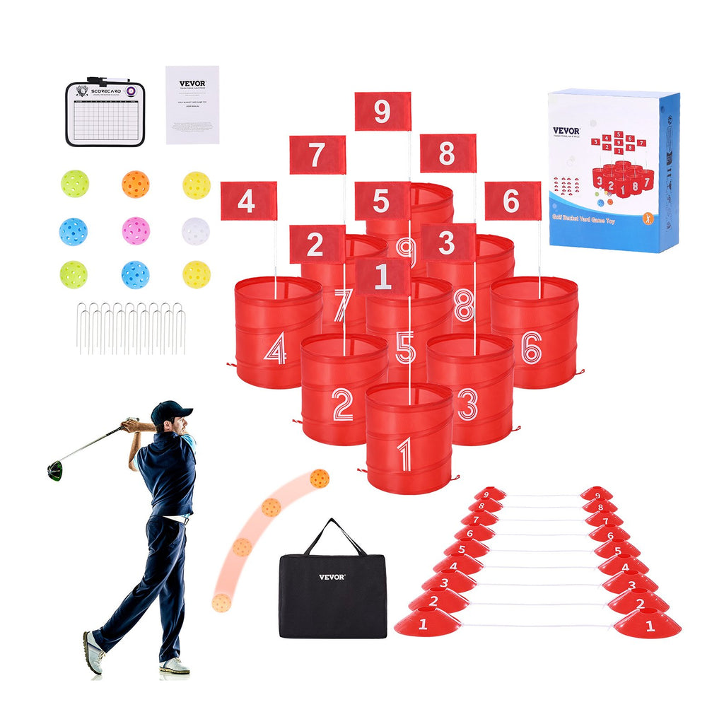 Portable 9-Hole Backyard Golf Chipping Game Set for Family, Kids & Adults