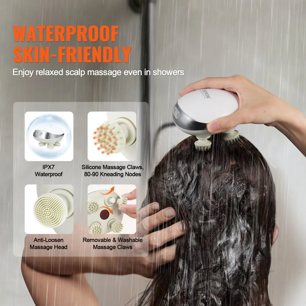 K-111 Electric Heated Scalp Massager – Rechargeable IPX7 Waterproof Hair & Head Massager