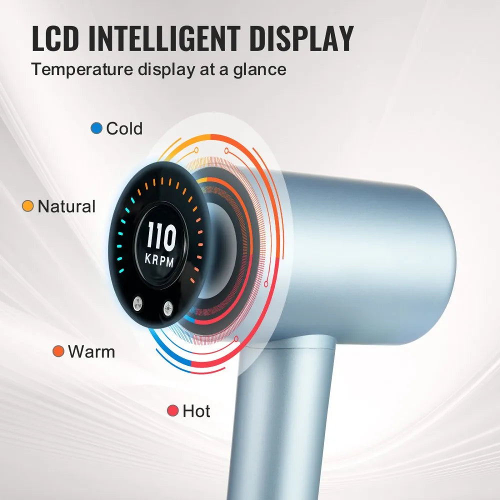 K13 High-Speed Ionic Hair Dryer 105,000 RPM Brushless Motor with LCD Display