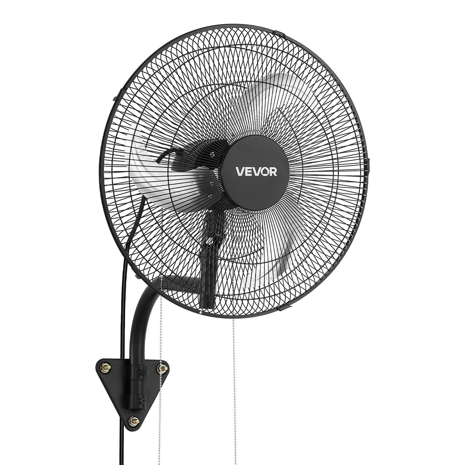 18" Wall Mount Fan, 3-Speed Oscillating Industrial Fan, 2600 CFM, Black