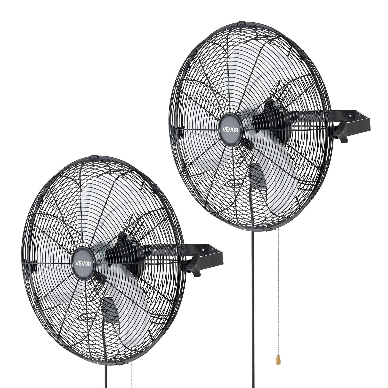 18" Wall Mount Fan 2-Pack, 3-Speed Industrial Wall Fan, Adjustable Oscillation, 2462 CFM