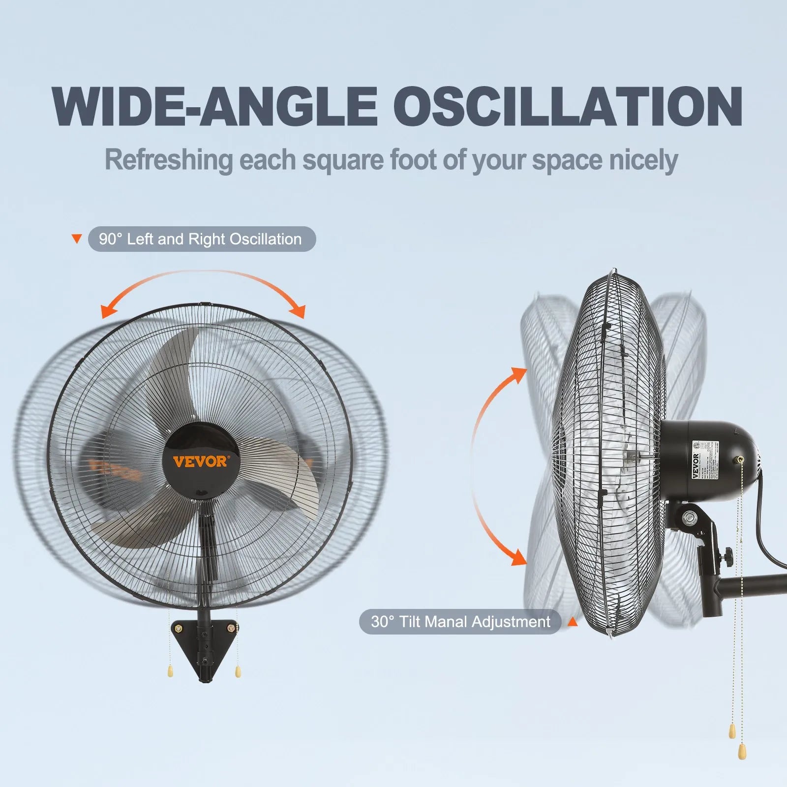 Industrial Wall Mount Fan – 3-Speed Oscillating High Velocity Fan