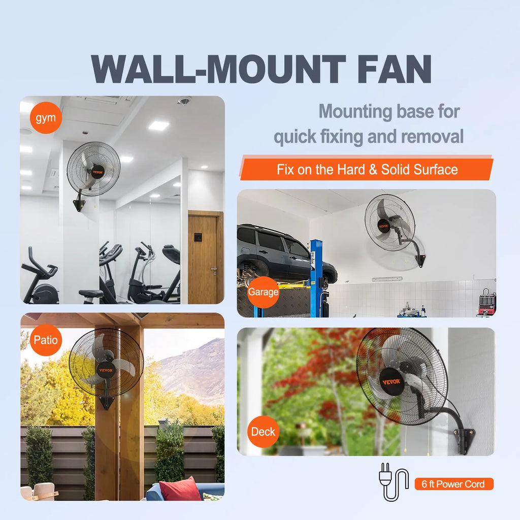 Industrial Wall Mount Fan – 3-Speed Oscillating High Velocity Fan