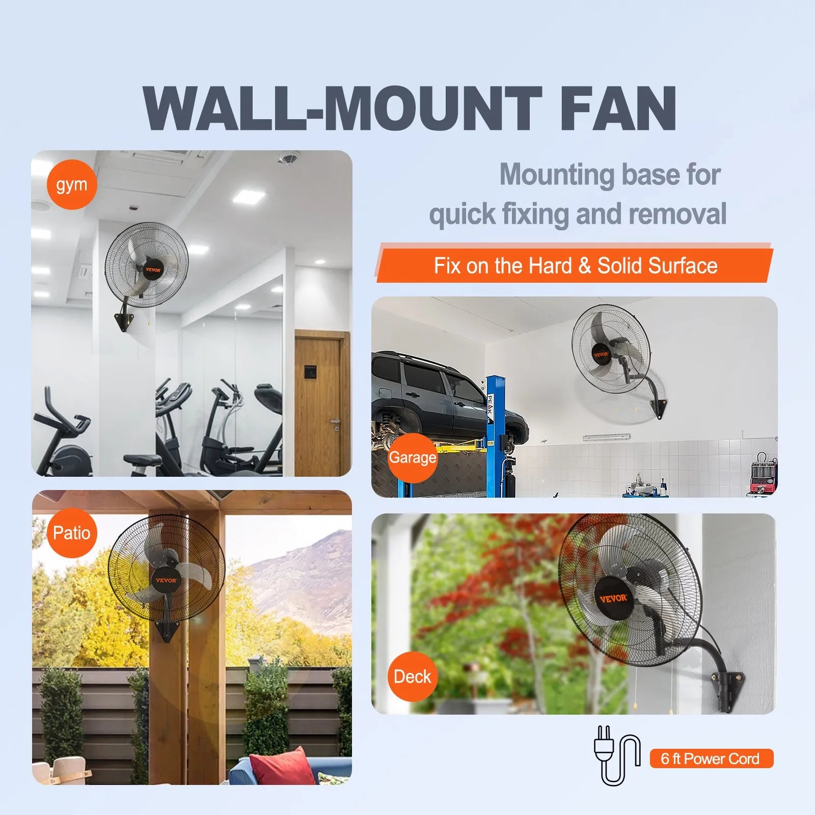 Industrial Wall Mount Fan – 3-Speed Oscillating High Velocity Fan