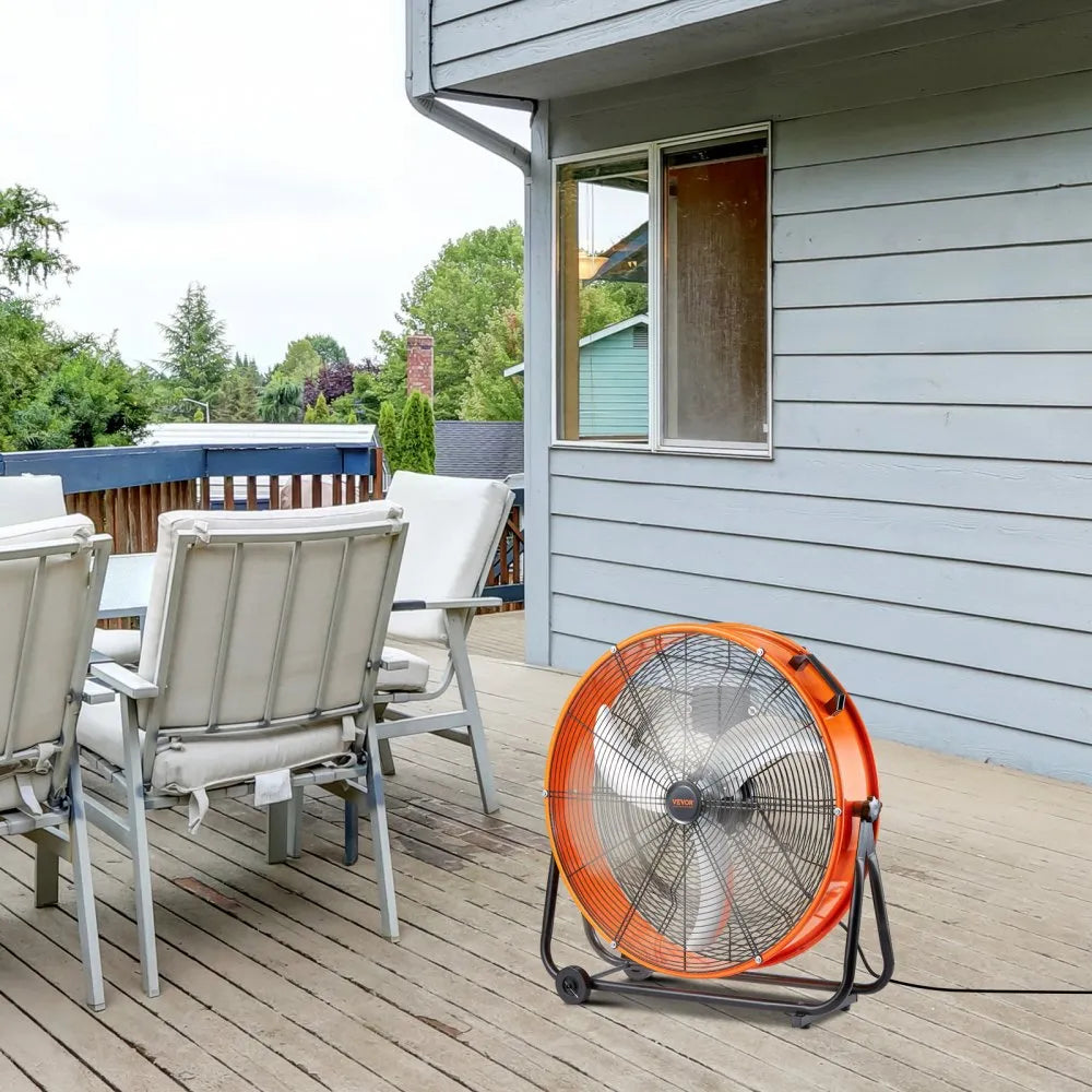 HIFANXDRUM24 24" High Velocity Industrial Drum Fan – 3-Speed, 8700 CFM, 360° Tilt, 2-Hour Timer