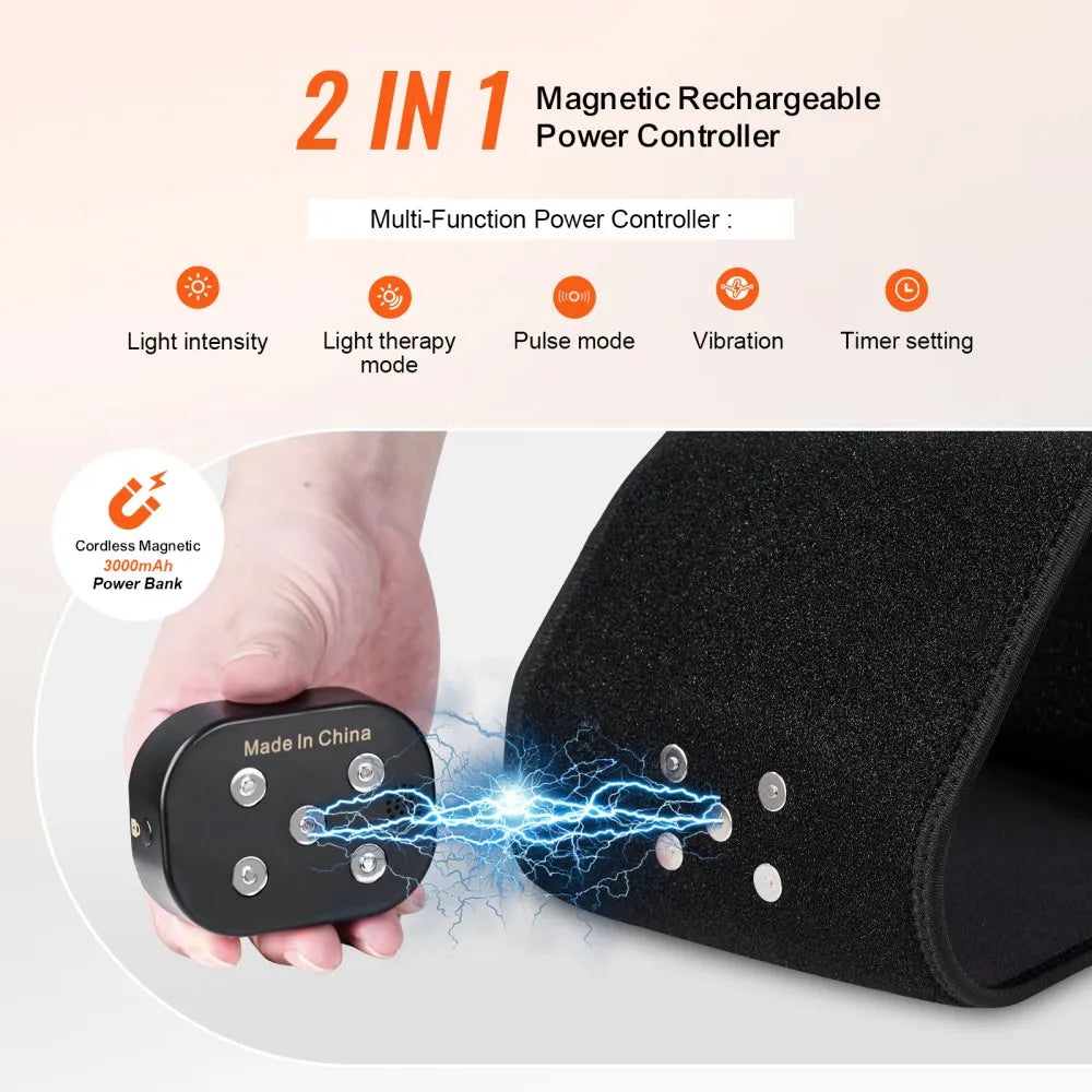 BRL-1000 Red Light Therapy Belt for Waist & Shoulder – Cordless 660nm & 850nm LED Pain Relief Wrap