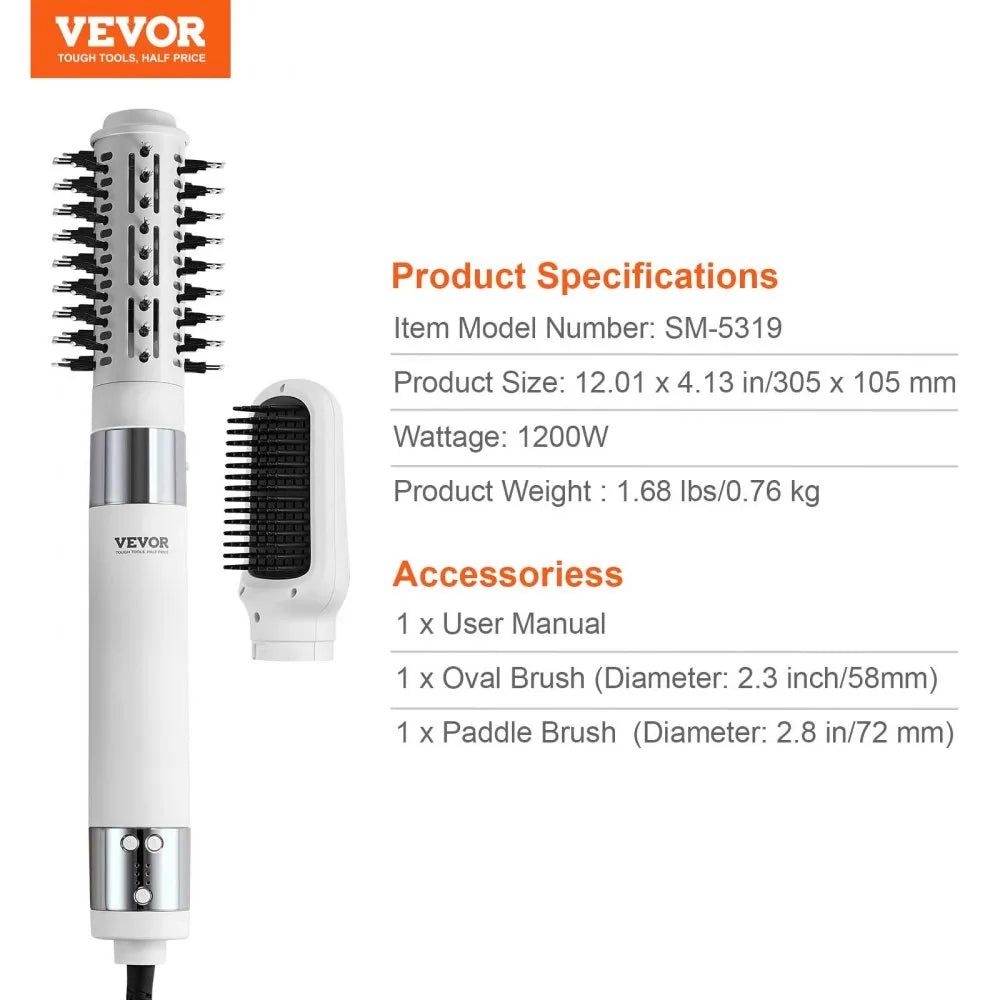 SM-5319 110,000 RPM Ionic Hair Dryer Styler Brush with Oval & Paddle Brushes