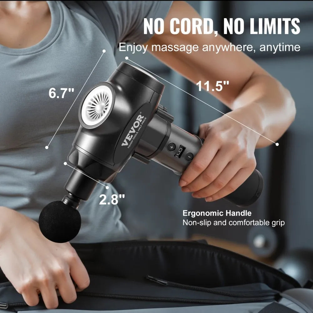BOOSTER P2 PRO Deep Tissue Massage Gun with 9 Speed Levels & 6 Massage Heads, 24V 2500mAh Battery, Handheld Percussion Muscle Massager for Pain Relief & Recovery