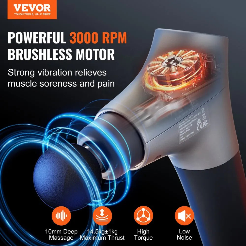 PM13 Deep Tissue Massage Gun with 6 Speeds & 4 Massage Heads