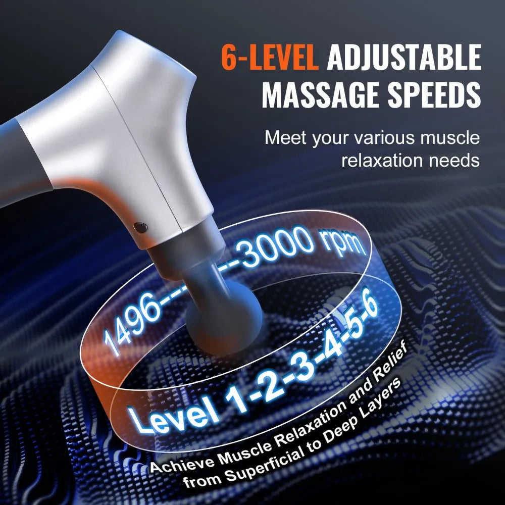 PM13 Deep Tissue Massage Gun with 6 Speeds & 4 Massage Heads