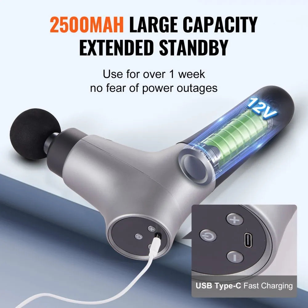 PM13 Deep Tissue Massage Gun with 6 Speeds & 4 Massage Heads