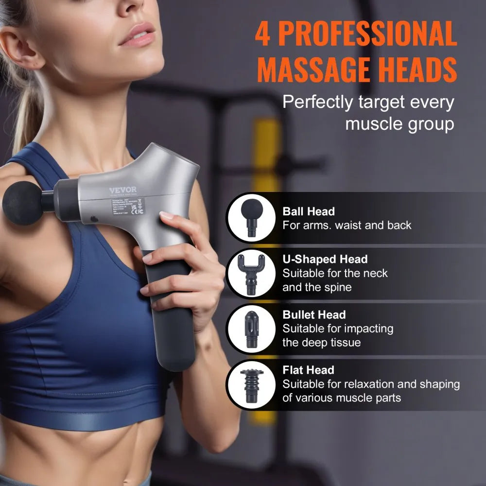 PM13 Deep Tissue Massage Gun with 6 Speeds & 4 Massage Heads