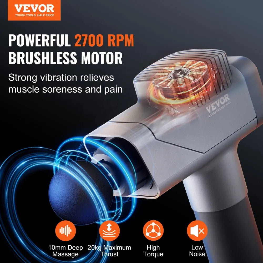 BOOSTER M2-C Deep Tissue Massage Gun with 8 Speeds & 6 Massage Heads