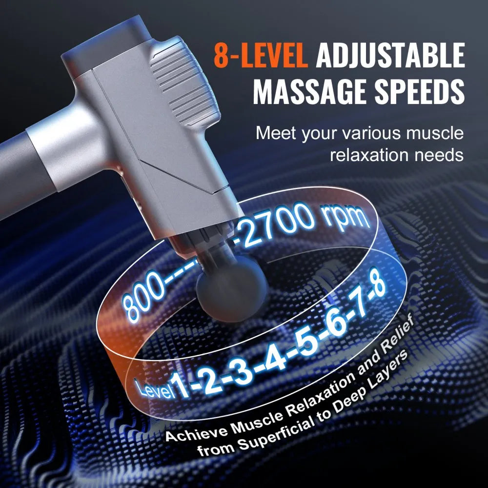 BOOSTER M2-C Deep Tissue Massage Gun with 8 Speeds & 6 Massage Heads