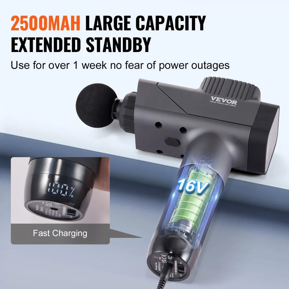 BOOSTER M2-C Deep Tissue Massage Gun with 8 Speeds & 6 Massage Heads