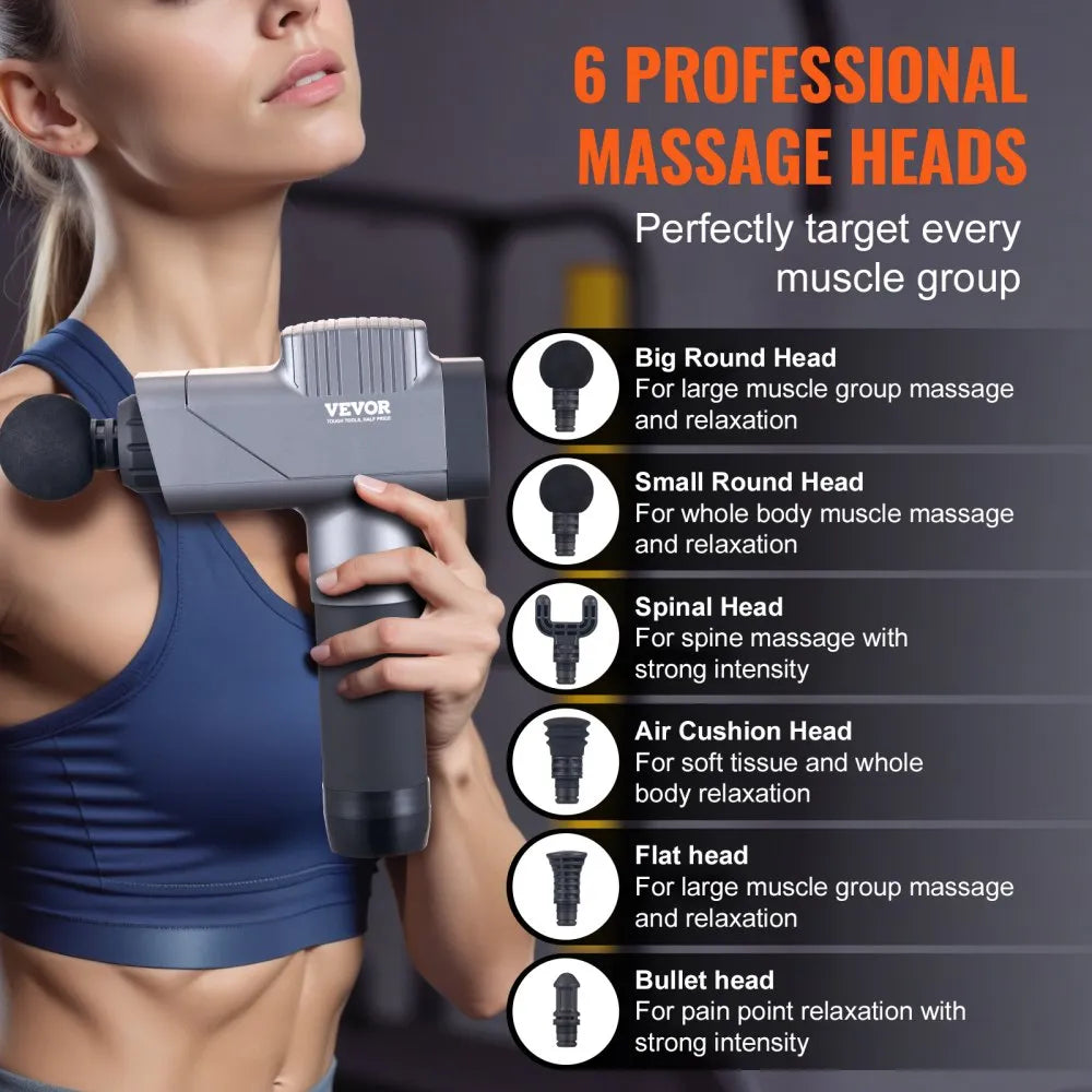 BOOSTER M2-C Deep Tissue Massage Gun with 8 Speeds & 6 Massage Heads