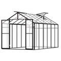 AM036 8 x 12 FT Polycarbonate Greenhouse with 2 Adjustable Vent Windows, Walk-In Aluminum Outdoor Greenhouse Kit with Hinged Door for Garden & Backyard