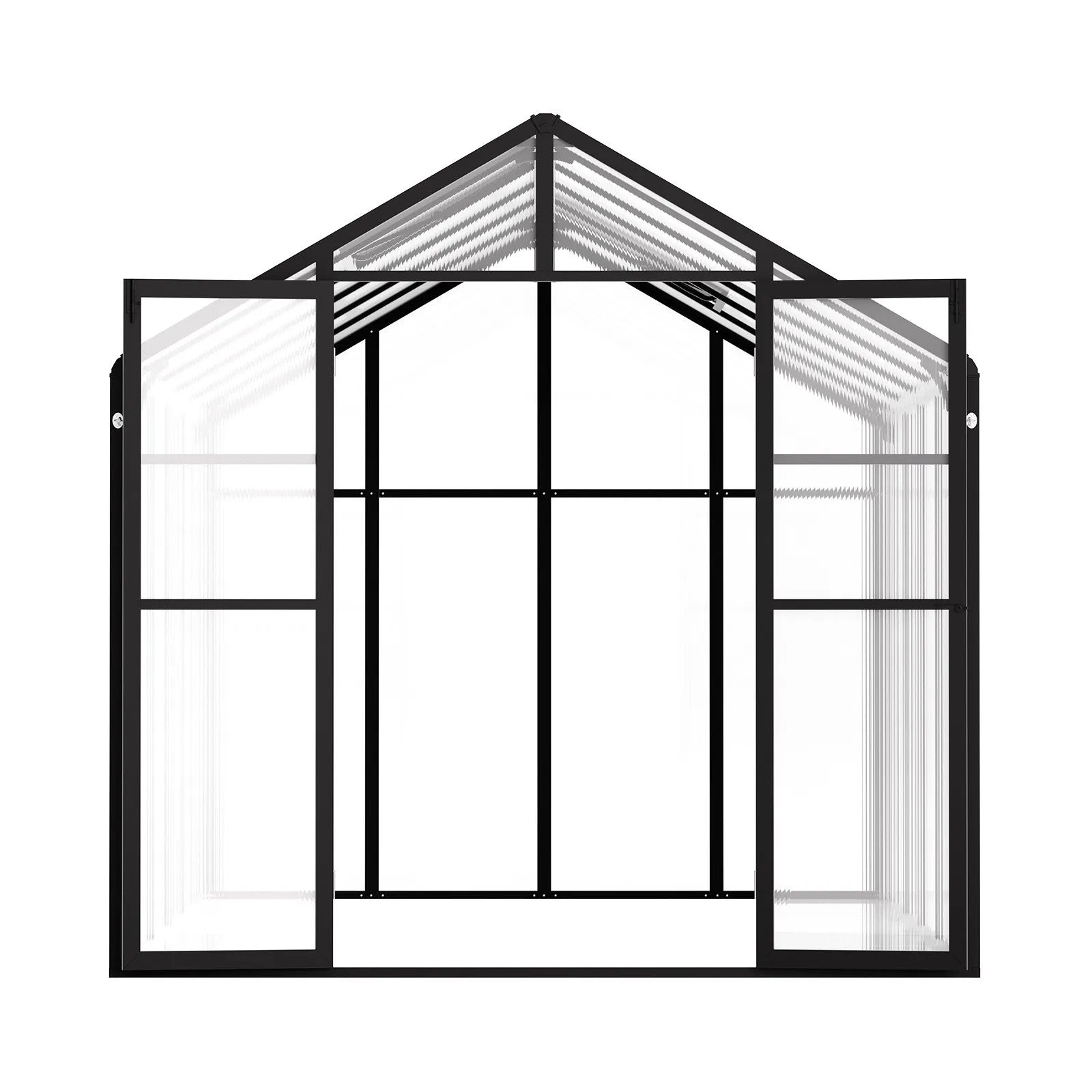 AM036 8 x 12 FT Polycarbonate Greenhouse with 2 Adjustable Vent Windows, Walk-In Aluminum Outdoor Greenhouse Kit with Hinged Door for Garden & Backyard