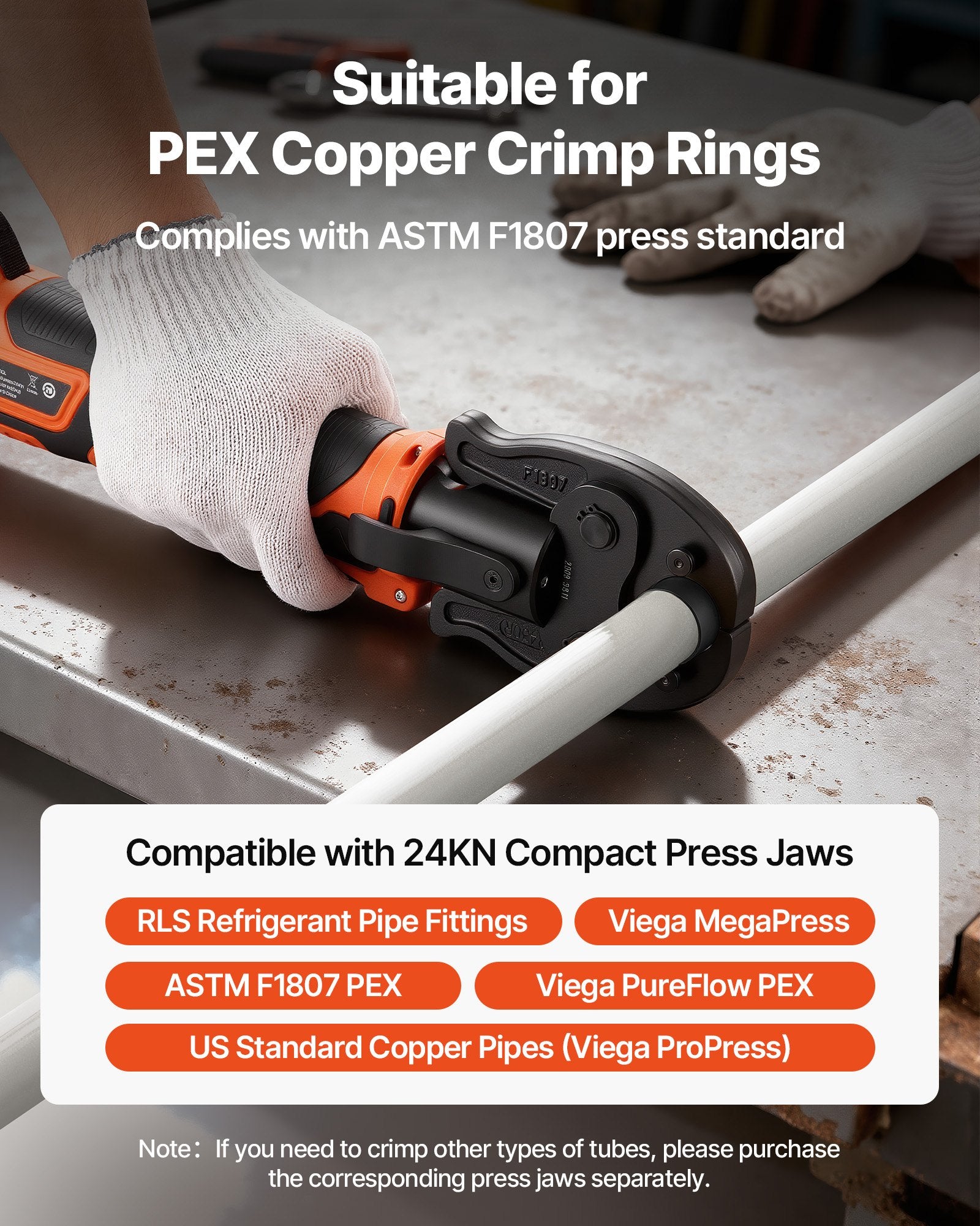 MP-2430 18V Cordless PEX Press Tool Kit with 24KN Force, 1/2", 3/4" & 1" Jaws, Dual 2.0Ah Batteries