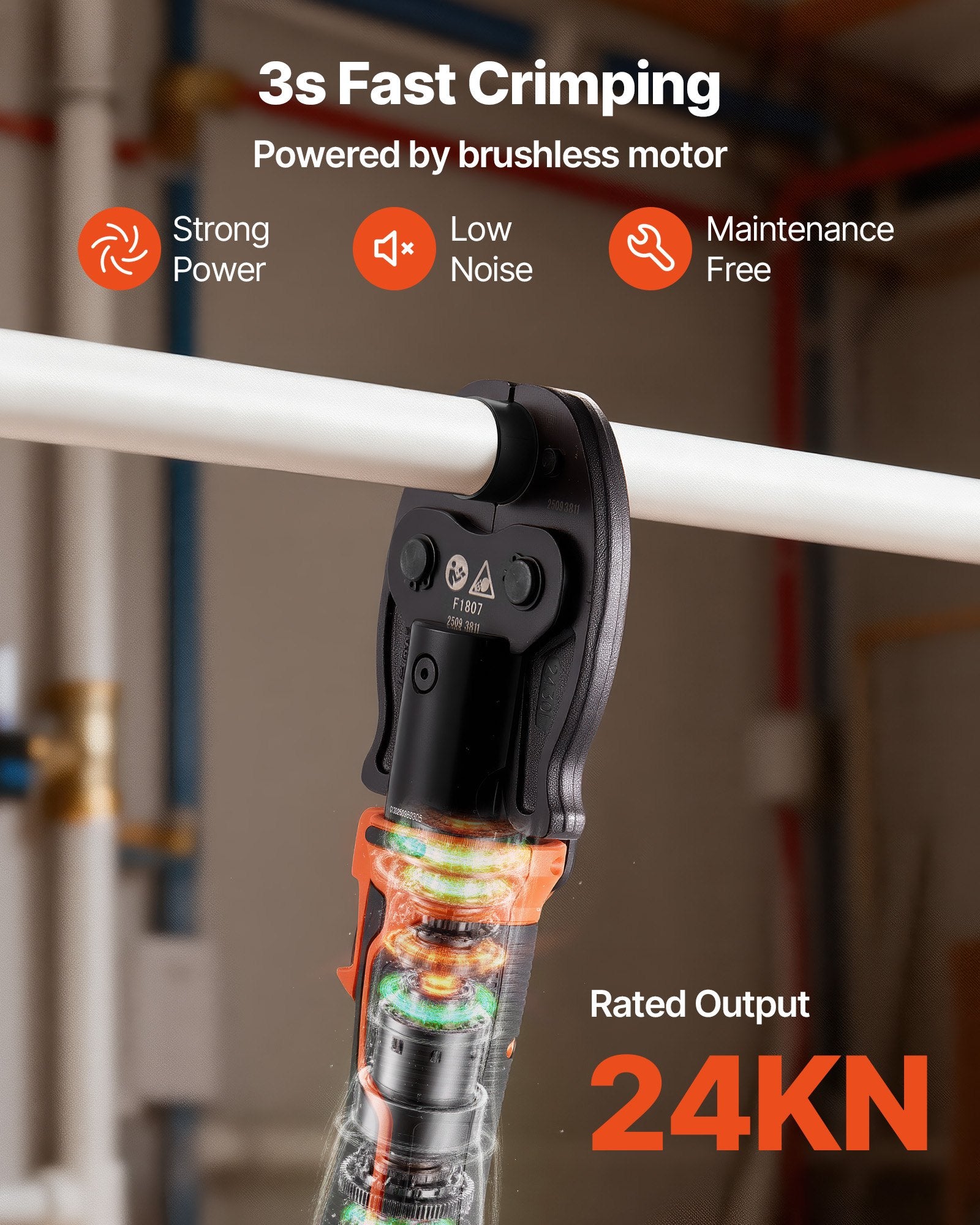 MP-2430 18V Cordless PEX Press Tool Kit with 24KN Force, 1/2", 3/4" & 1" Jaws, Dual 2.0Ah Batteries