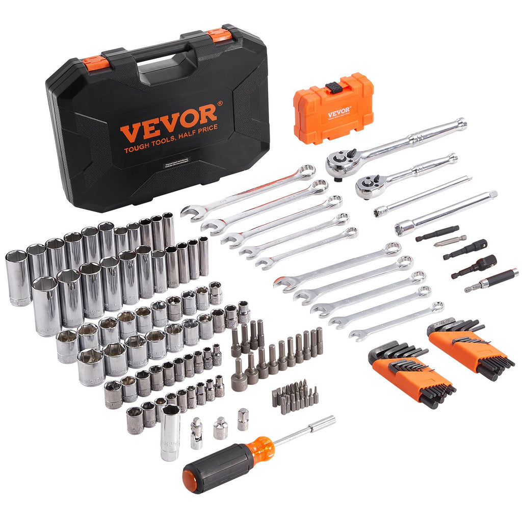 XL3263 145-Piece SAE & Metric Mechanics Tool & Socket Set with Wrenches, Bits & Storage Case