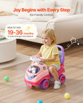 Toddler Push Ride-On Car with Music, Horn & Storage, Pink, Ages 19–36 Months