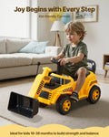 Ride-On Excavator Car for Toddlers 19-36 Months, Foot-to-Floor Digger Toy with Music & Storage, 55 lbs Capacity, Yellow