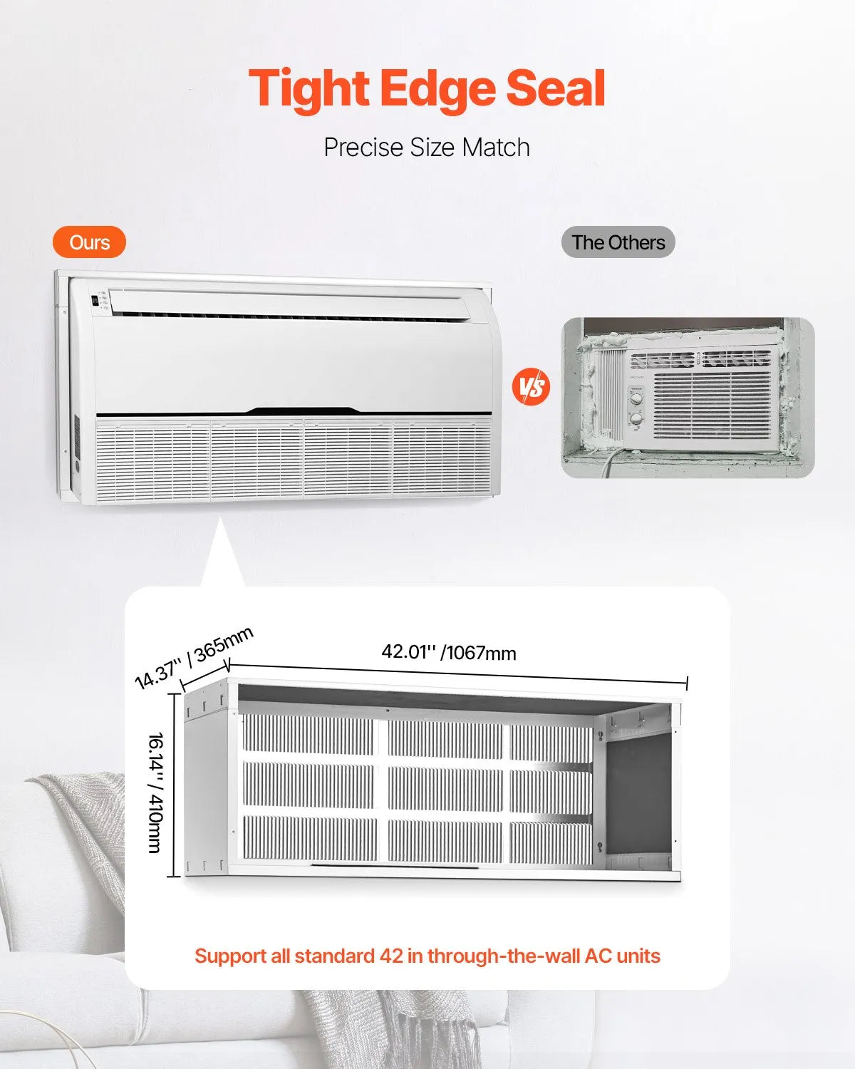 42" Through-the-Wall Air Conditioner Sleeve with Exterior Grille, Galvanized Steel, White