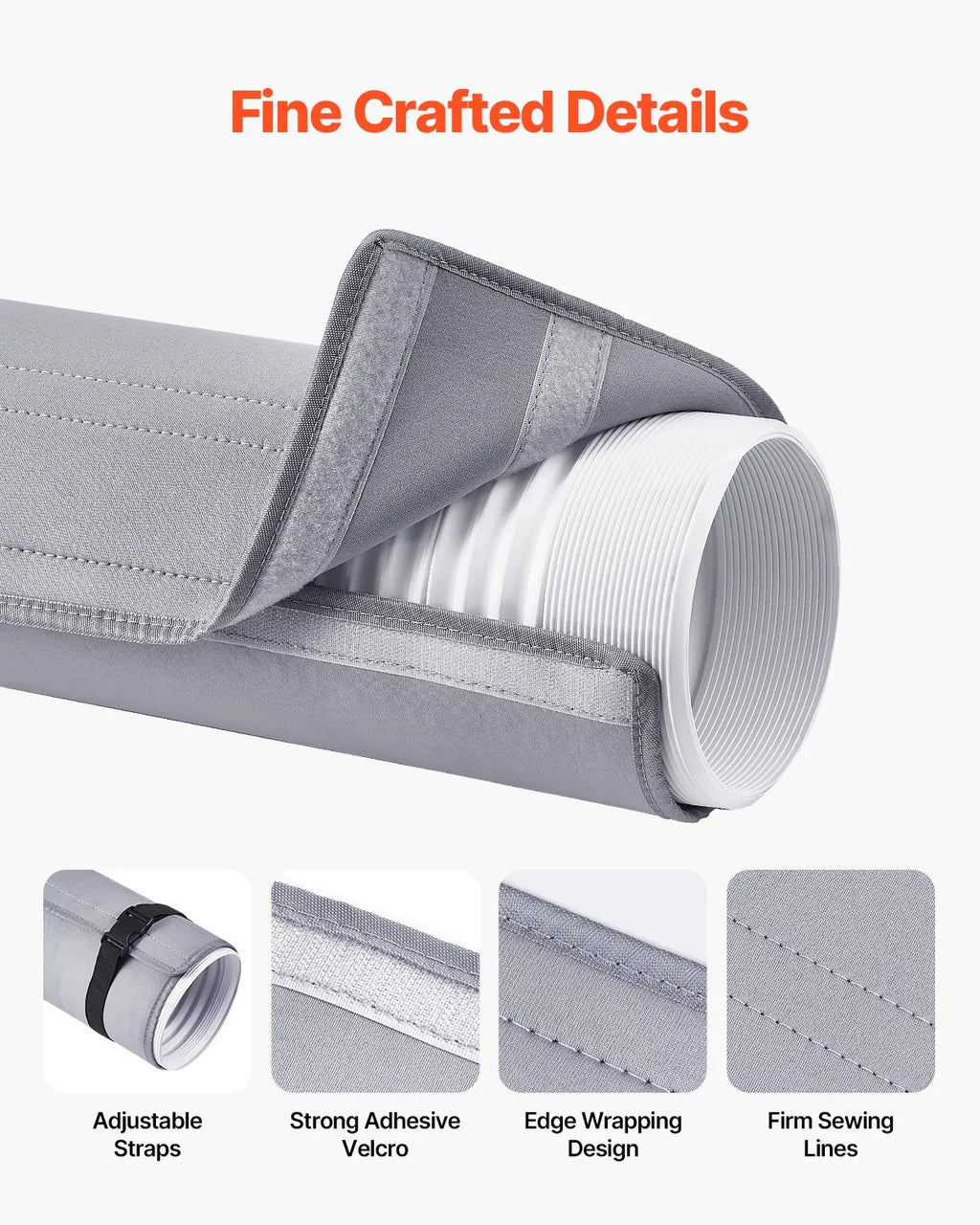 Portable AC Hose Insulation Cover Sleeve for 5" & 5.9" Exhaust Hoses, Gray