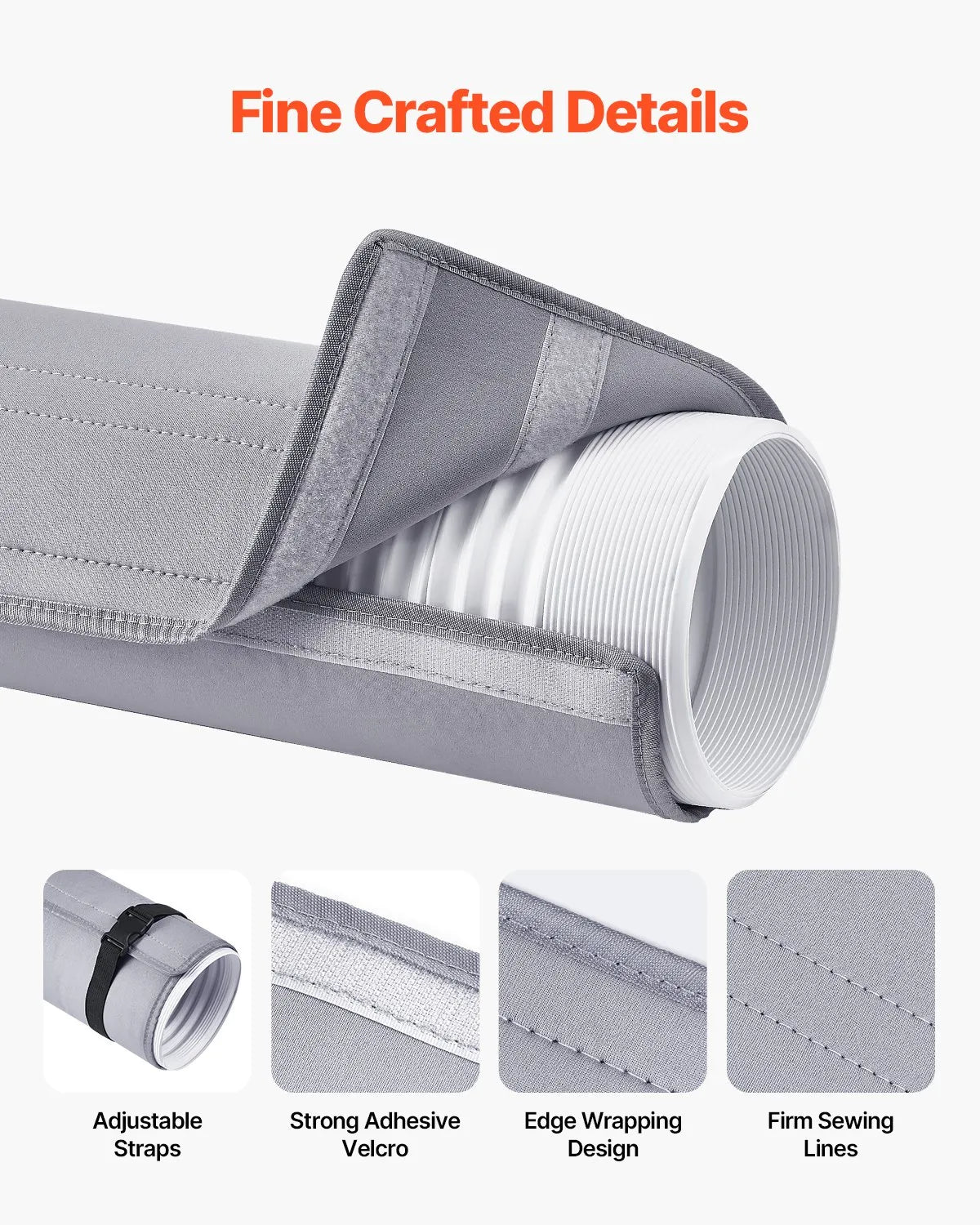 Portable AC Hose Insulation Cover Sleeve for 5" & 5.9" Exhaust Hoses, Gray