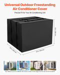 Waterproof Outdoor AC Cover, Double-Layer Polyester, Adjustable Straps, 20.87" x 15.75" x 14.96", Black