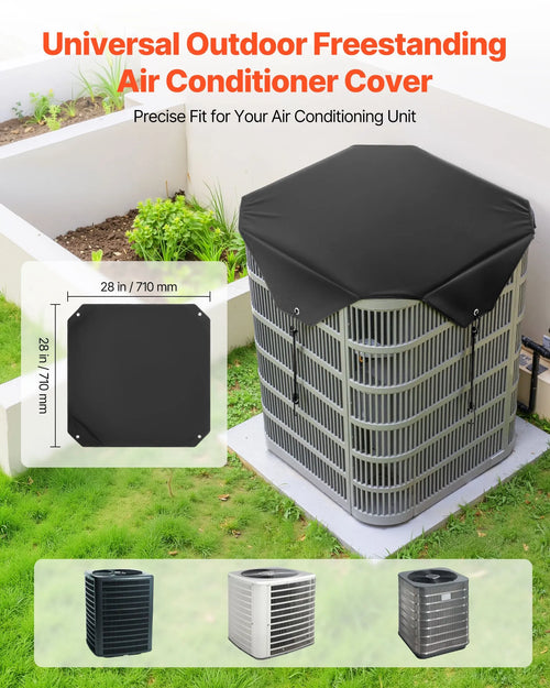 28" x 28" Outdoor AC Unit Cover, Waterproof Mesh Top, Black