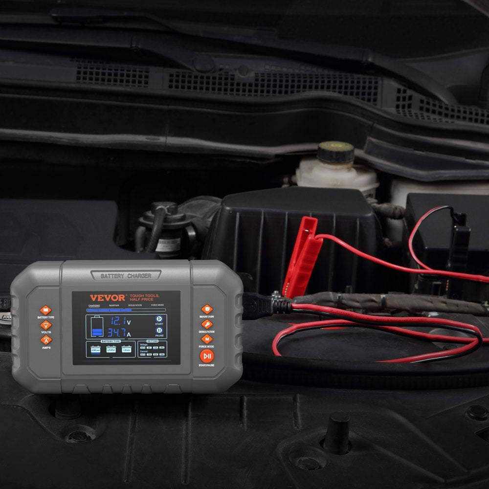 GS450C 35A Smart Battery Charger 6V/12V/24V | Lithium LiFePO4 & Lead-Acid AGM Gel SLA Charger with LCD Display, Trickle Maintainer & Desulfator