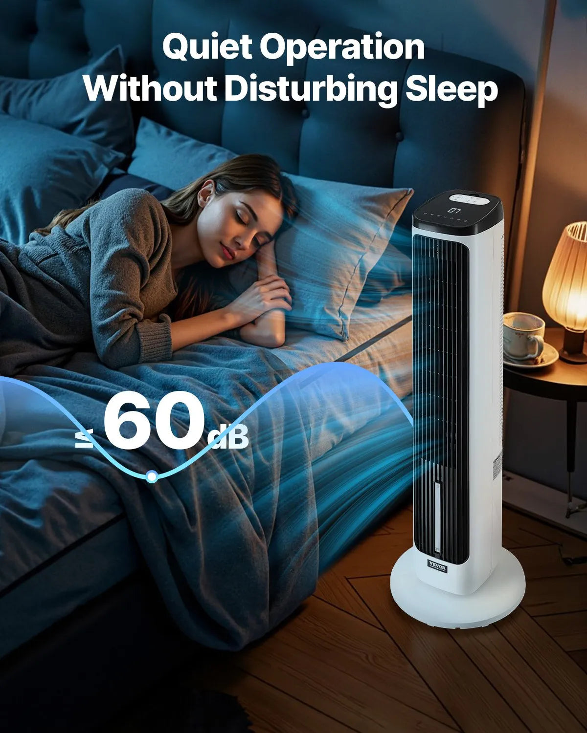 FKT007R 40" Tower Fan with Remote, 70° Oscillation, 9 Speeds, 4 Modes, 24H Timer, 23.3 ft/s Airflow