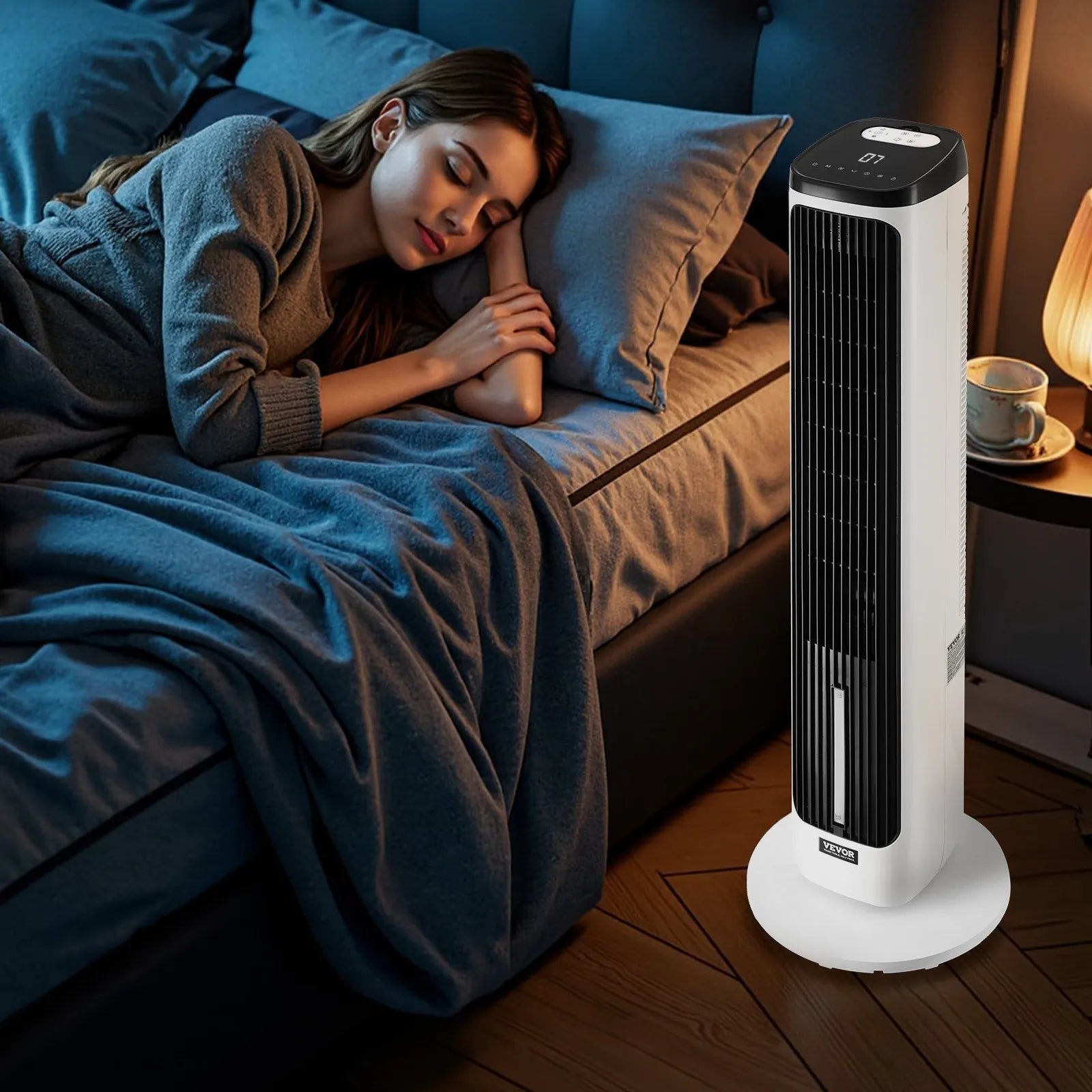 FKT007R 40" Tower Fan with Remote, 70° Oscillation, 9 Speeds, 4 Modes, 24H Timer, 23.3 ft/s Airflow