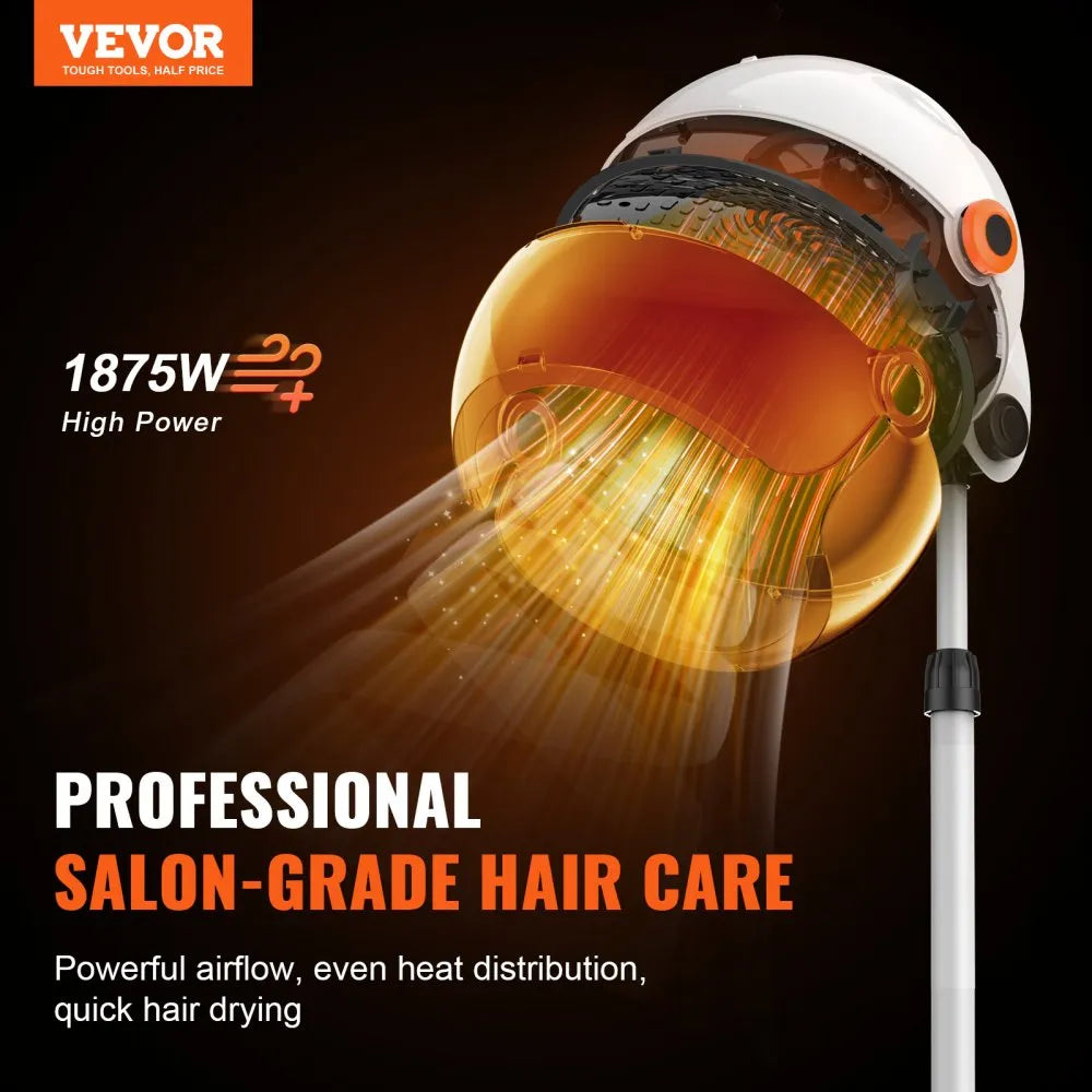 JY-173A 1875W Hooded Standing Hair Dryer with Adjustable Timer & Height