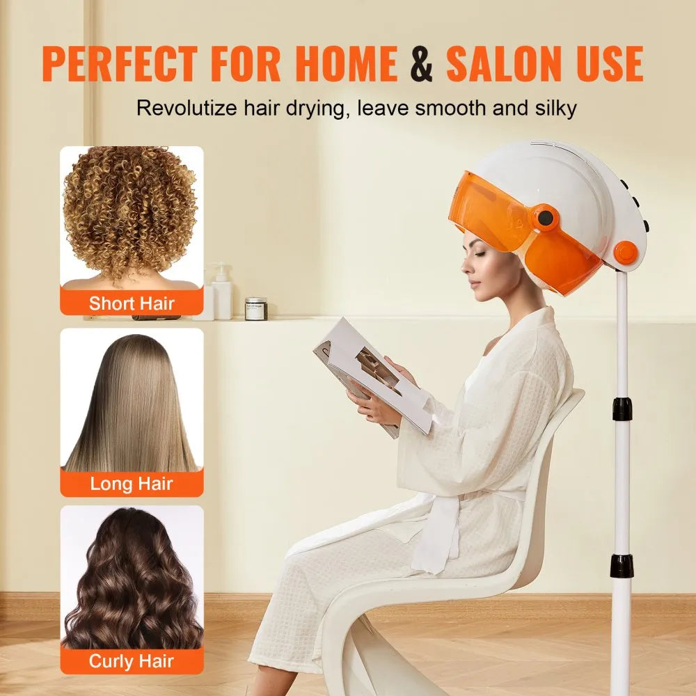 JY-173A 1875W Hooded Standing Hair Dryer with Adjustable Timer & Height
