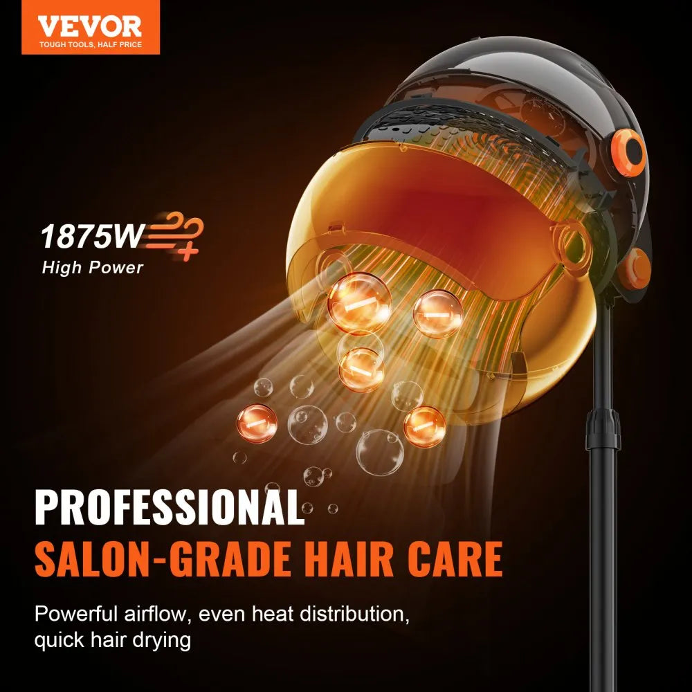 JY-173B 1875W Ionic Hooded Hair Dryer with Adjustable Stand, Timer & Negative Ion Technology