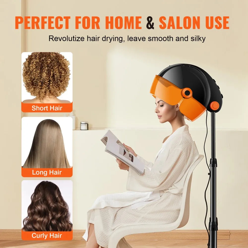 JY-173B 1875W Ionic Hooded Hair Dryer with Adjustable Stand, Timer & Negative Ion Technology
