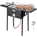 DBFY01 Outdoor Propane Deep Fryer Dual 8QT Tanks with Dual Baskets & Foldable Side Tables