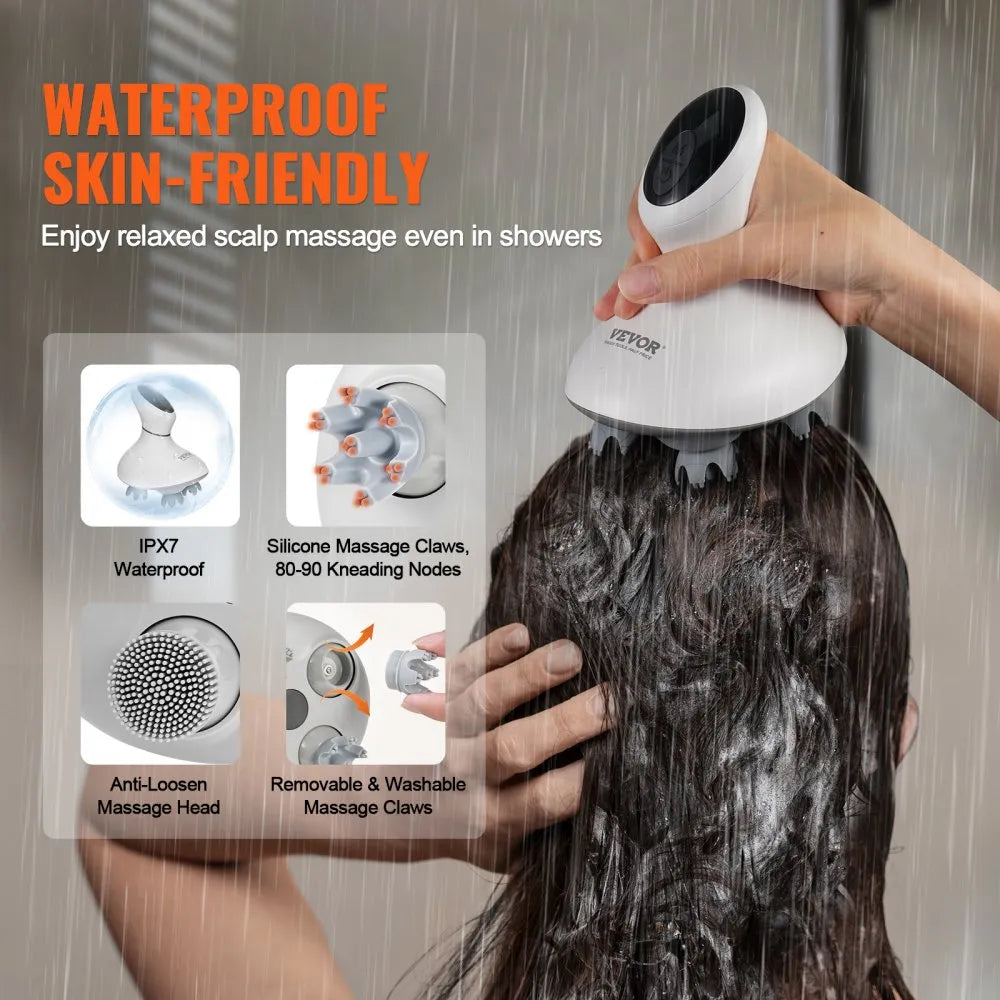 K-101 Electric Scalp Massager Rechargeable IPX7 Waterproof Hair Growth & Deep Cleaning Massage Tool