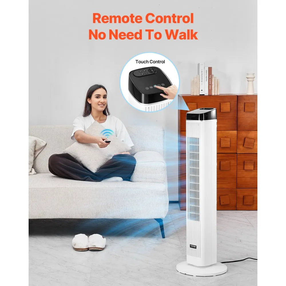 FTS008R 40" Oscillating Tower Fan with Remote, 22 ft/s Airflow, 12H Timer