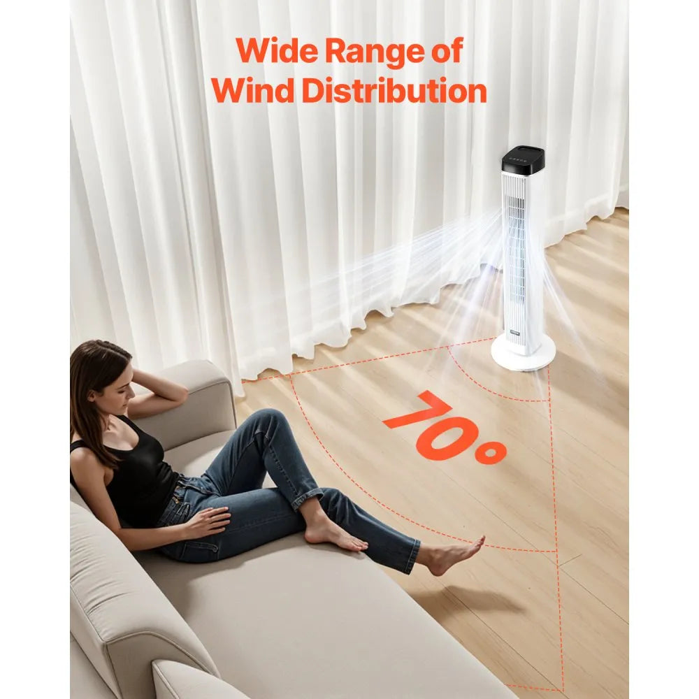FTS008R 40" Oscillating Tower Fan with Remote, 22 ft/s Airflow, 12H Timer