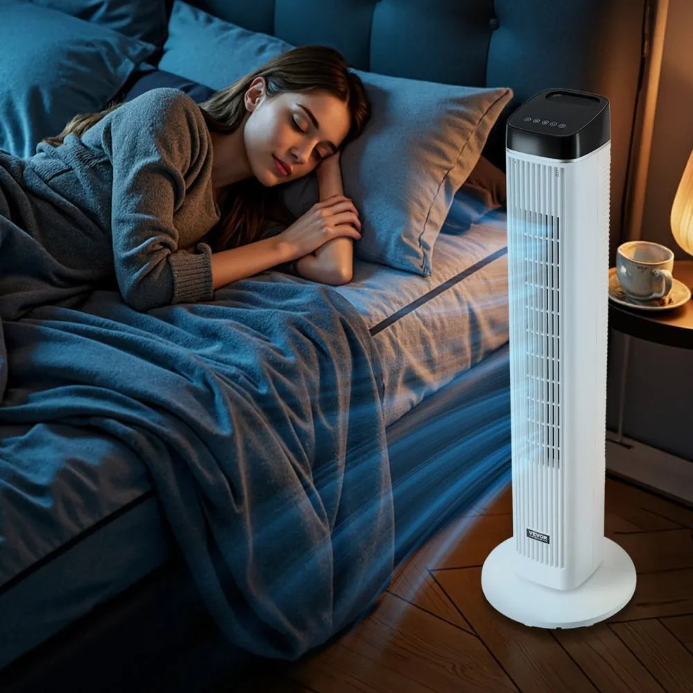 FTS008R 40" Oscillating Tower Fan with Remote, 22 ft/s Airflow, 12H Timer