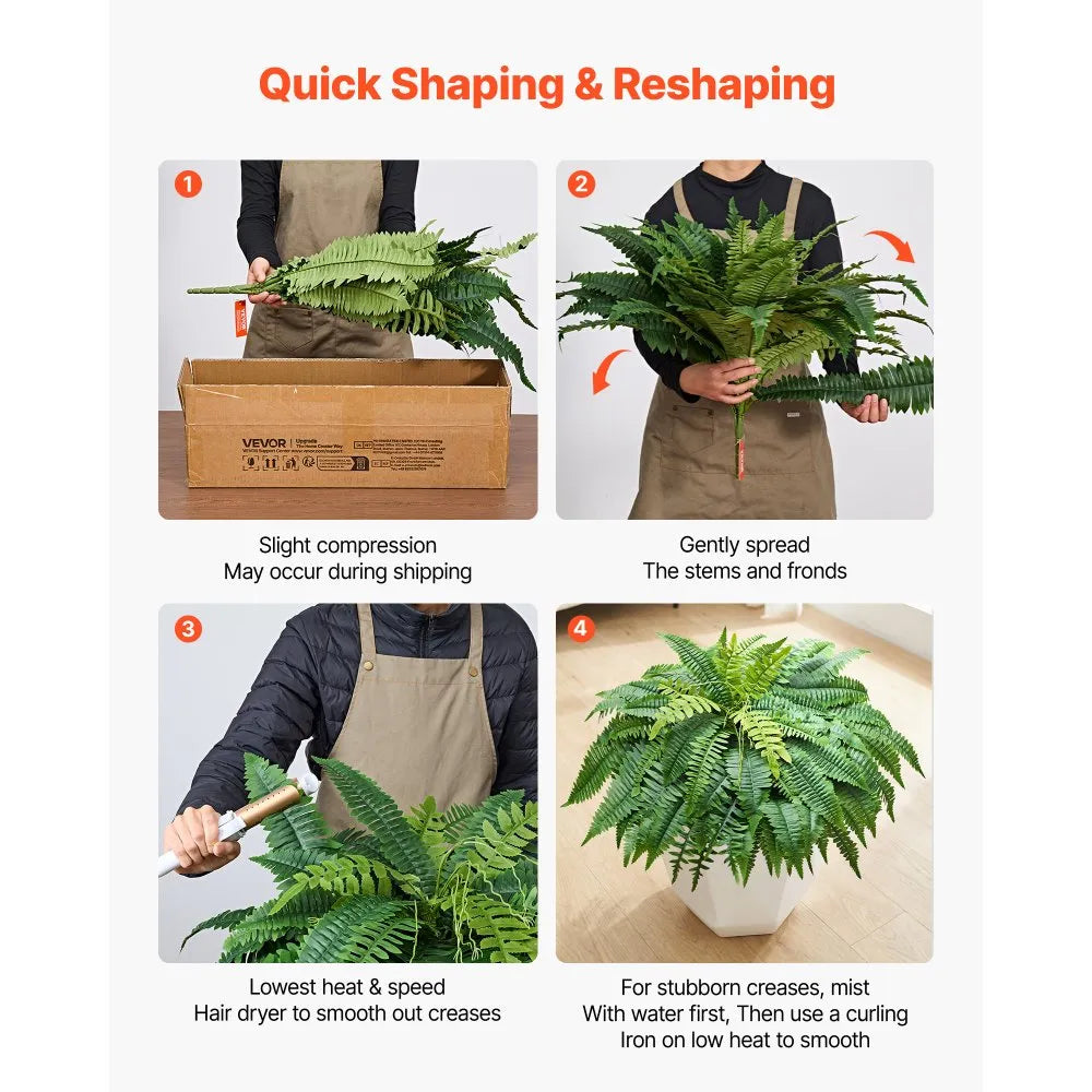 JN-JL-96 50" Artificial Boston Fern with 96 Fronds – Realistic Silk Faux Plant for Indoor & Outdoor Décor