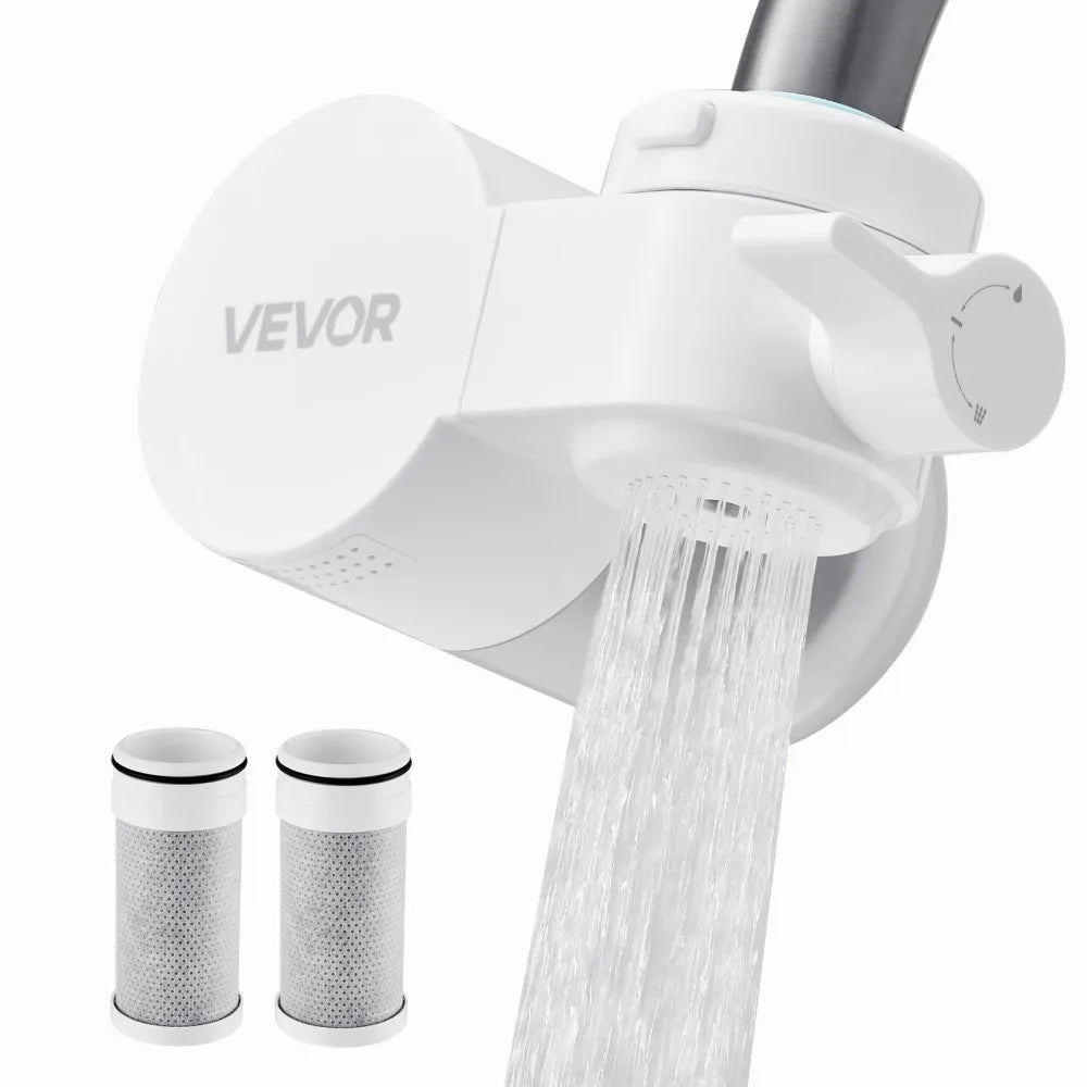 8811 Faucet Mount Water Filter with 3 Filters - Carbon Fiber Tap Water Purifier, White