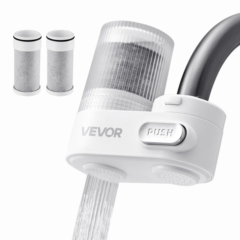 8807 Faucet Mount Water Filter with 3 Carbon Fiber Filters – White