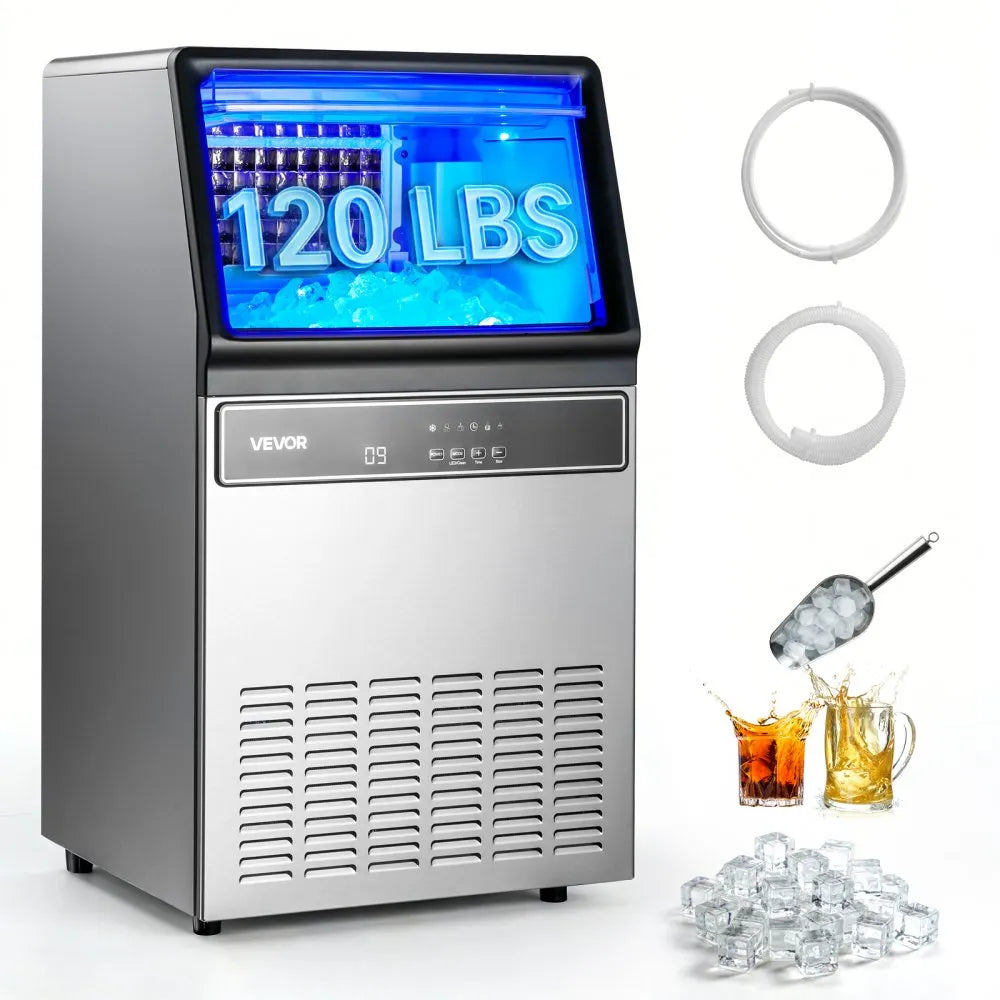 IMC9000F-UL Commercial Ice Maker Machine 120 lbs/24H with 33 lbs Storage, Stainless Steel, Self-Cleaning